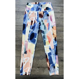 Sweaty Betty Super Sculp Leggings 7/8 Blue Pink Yellow Multi Medium M